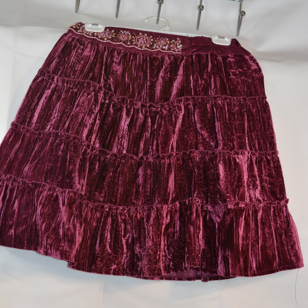 Jessie Girl Velvet Tiered Skirt SZ 12